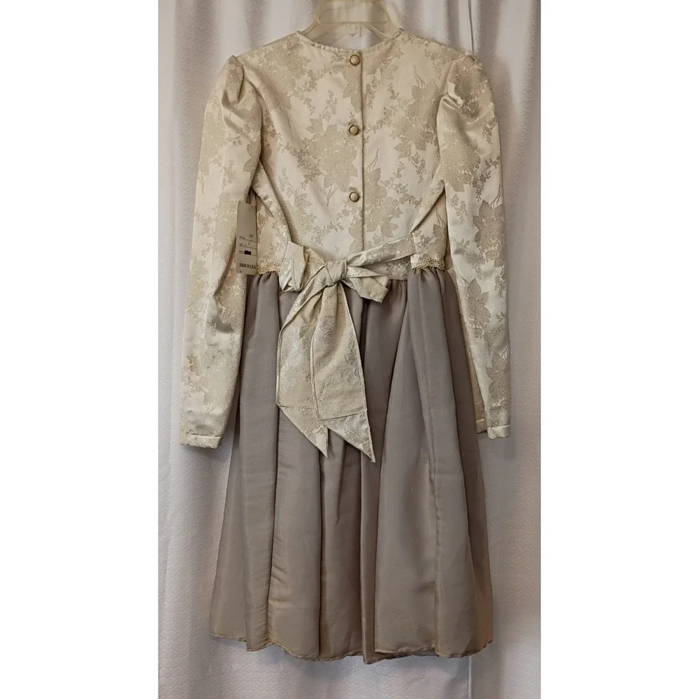 Vintage HoneyBee Victorian Girls Dress Sz 14 Gold Holiday Formal NWT (Has Flaws)